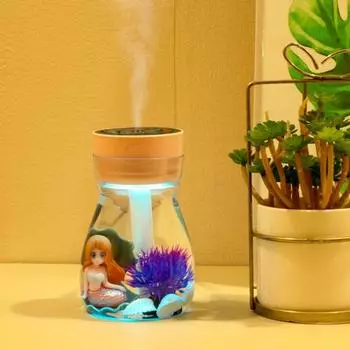 Мини-2 режима увлажнитель воздуха Русалка пейзаж USB распылитель мелкого тумана аромат масла диффузор с красочным светом бытовой очиститель воздуха синий