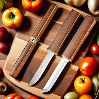 Мини-2 шт. пара портативных кухонных ножей для очистки овощей с пластиковыми ручками для удобного хранения коричневый