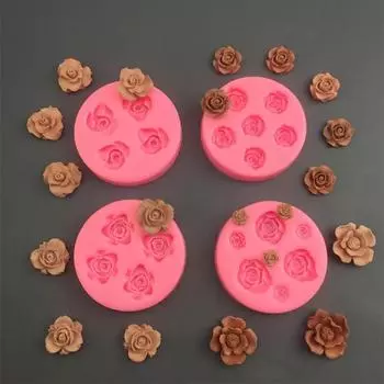Мини 3D форма для цветка розы, шоколадная помадка для торта, кекса, формочки для торта из смоляной глины
