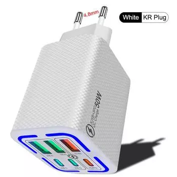 Mini 50W PD Fast Charger Cube для iPhone 15 Pro/телефонов Android — карманный, защита от перегрева, глобальная версия, KR White