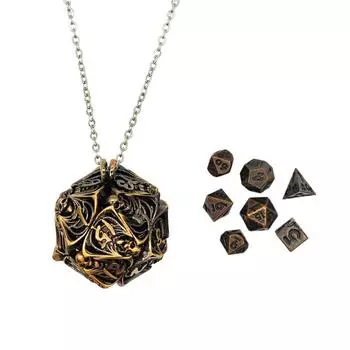 Мини 6 мм, металлические полые игральные кости в виде черепа, набор подвесок, ожерелье с игральными костями DND Cthulhu Running Dice 2.6*1.8cm медный/синий