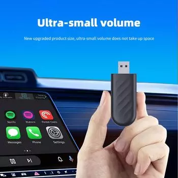 Мини-адаптер беспроводной связи CarPlay 2 в 1 Carplay и Android Auto Bluetooth WiFi Быстрое подключение Plug and Play для OEM-проводного автомобиля CarPlay чёрный