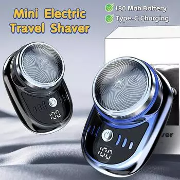 Mini Afeitadora Elctrica De Viaje Para Hombre, Mquina De Afeitar Con Carga USB, Lavable, Para Barba Y Cara, Tama?о Де Болсил