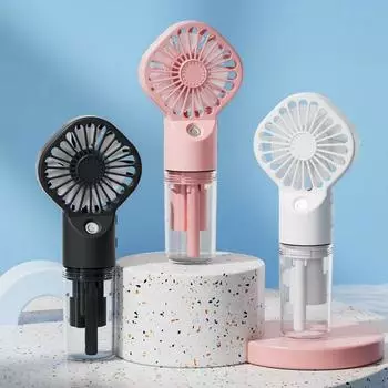 Mini Air Conditioner Electric Fan Rechargeable Four Gear Humidifier Fan Portable Cooling Spray Fan Outdoor Powerful Mist Cooler 16x7x4cm белый