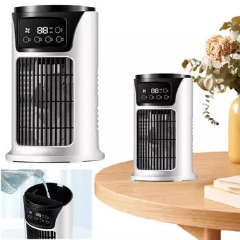 Мини-кондиционер, вентилятор USB, 6 скоростей, охладитель воздуха, 300 мл, резервуар для воды, портативный вентилятор для дома, спальни, офиса чёрный
