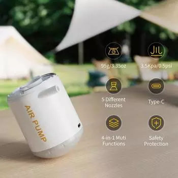 Мини-воздушный насос, электрический воздушный компрессор, портативный насос для быстрого накачивания воздушных матрасов, кроватей, надувных ковриков, поплавков для бассейна, кемпинга серебряный