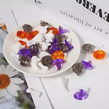 Мини акриловые тыквы, черепа призрака, драгоценные камни, вазы, наполнители для Хэллоуина, центральные украшения стола