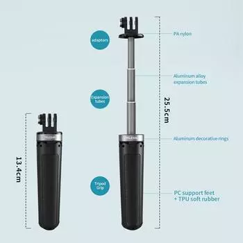 Мини-экшн-камера TELESIN GP-MNP-092-X, выдвижная палка для селфи, штатив для ручной фотосъемки