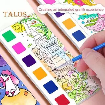 Мини-акварельная раскраска для взрослых и детей, обучающая рабочая тетрадь для рисования, яркая цветная книга для рисования D