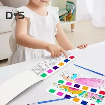 Мини-акварельная раскраска для взрослых и детей, обучающая рабочая тетрадь для рисования, яркая цветная книга для рисования D