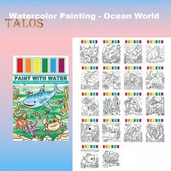 Мини-акварельный блокнот для рисования, 18 страниц, мир океана, для взрослых и детей, обучающая рабочая тетрадь-раскраска, книга для рисования Sets