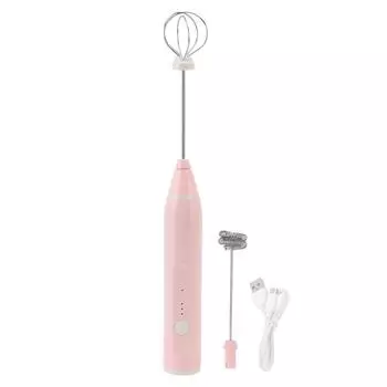 Мини-электрическая мешалка, беспроводная, многофункциональная, электрическая, для взбивания яиц с 2 насадками для взбивания яиц для дома розовый