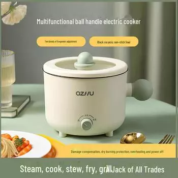 Мини электрическая плита: Кастрюля с антипригарным покрытием для приготовления пищи в общежитии, жарки и приготовления лапши — соответствует стандартам Великобритании и ЕС mechanical single pot, 220V зелёный