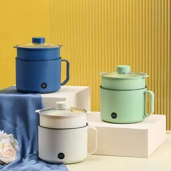 Мини электрическая плита с антипригарным покрытием для приготовления пищи на 1-2 персоны, одинарная/двойная пароварка, многофункциональная электрическая плита для дома 220V зелёный