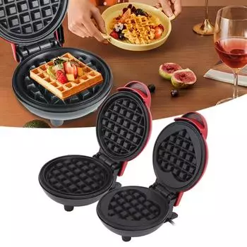 Мини электрическая вафельница Bubble Egg Cake Oven Breakfast Love Heart Shaped Waffle Maker Кухонная техника 110-220 В us красный