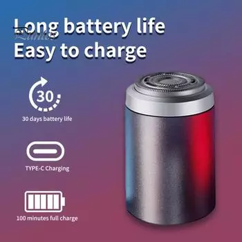 Мини-электробритва 8000 об/мин USB перезаряжаемая водонепроницаемая дорожная бритва портативная мужская триммер для удаления волос бороды инструмент подарок отцу парню серебряный