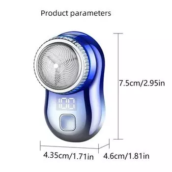 Мини-электробритва для мужчин, бритва для бритья в автомобиле с цифровым дисплеем, моющаяся, беспроводная, карманная, для лица, бороды, триммер синий