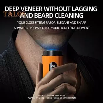 Мини-электробритва с чистящей щеточкой, цифровым дисплеем, USB-перезаряжаемая, водонепроницаемая, для влажного и сухого бритья, портативная, для путешествий, бритва для мужчин, триммер для бороды и волос чёрный