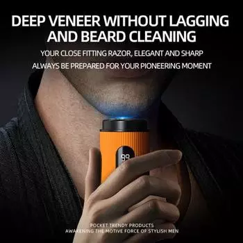 Мини-электробритва с чистящей щеточкой, цифровым дисплеем, USB-зарядка, водонепроницаемая, влажная чёрный