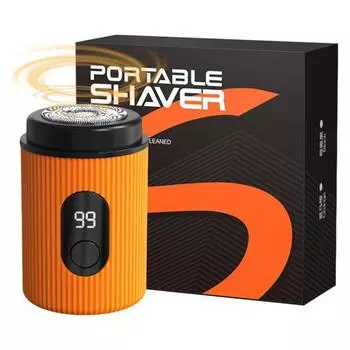 Мини-электробритва с чистящей щеточкой, цифровым дисплеем, USB-перезаряжаемая, водонепроницаемая, для влажного и сухого бритья, портативная, для путешествий, бритва для мужчин, триммер для бороды чёрный