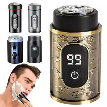 Мини-электробритва с цифровым дисплеем, USB-перезаряжаемая, водонепроницаемая, для влажного и сухого бритья, портативная, для путешествий, бритва для мужчин, триммер для бороды, инструмент для удаления волос E
