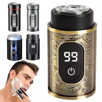 Мини-электробритва с цифровым дисплеем, USB-перезаряжаемая, водонепроницаемая, для влажного и сухого бритья, портативная, для путешествий, бритва для мужчин, триммер для бороды, инструмент для удаления волос E