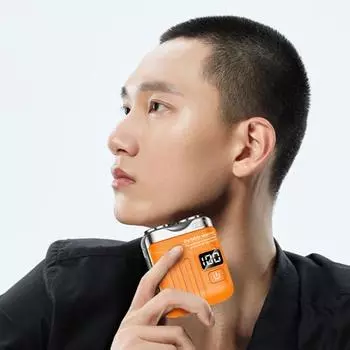 Мини-электробритва с двойными кольцами, светодиодным дисплеем, USB-перезаряжаемая, водонепроницаемая, для влажного и сухого бритья, портативная, для путешествий, бритва для мужчин, триммер для бороды, инструмент для удаления волос синий