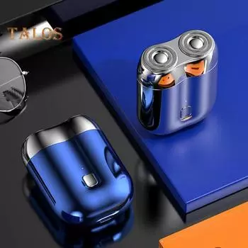 Мини-электробритва с двумя головками, перезаряжаемая через USB, водонепроницаемая, портативная, для путешествий, для влажного и сухого бритья, мужская бритва для бороды, инструмент для удаления волос 1 Set серый