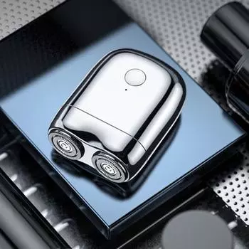 Мини-электробритва с двумя головками, USB-перезаряжаемая, водонепроницаемая, для влажного и сухого бритья, портативная для путешествий чёрный