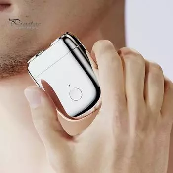 Мини-электробритва с двумя головками, USB-перезаряжаемая, водонепроницаемая, для влажного и сухого бритья, портативная, для путешествий, бритва из нержавеющей стали для мужчин, триммер для бороды, инструмент для удаления волос чёрный