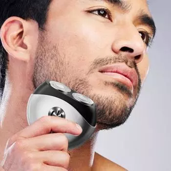 Мини-электробритва с двумя головками, USB-перезаряжаемая, водонепроницаемая, для влажного и сухого бритья, портативная, для путешествий, бритва для мужчин, триммер для бороды, инструмент для удаления волос серебряный