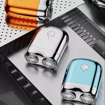 Мини-электробритва с двумя головками, USB-перезаряжаемая, водонепроницаемая, для влажного и сухого бритья, портативная, для путешествий, бритва из нержавеющей стали для мужчин, триммер для бороды, инструмент для удаления волос чёрный