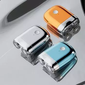 Мини-электробритва с двумя головками, USB-перезаряжаемая, водонепроницаемая, для влажного и сухого бритья, портативная, для путешествий, бритва из нержавеющей стали для мужчин, триммер для бороды, инструмент для удаления волос чёрный