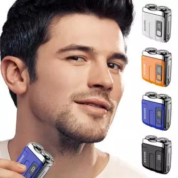 Мини-электробритва с ЖК-дисплеем, USB-перезаряжаемая водонепроницаемая дорожная бритва, портативный триммер для бороды для мужчин, инструмент для удаления волос, подарок отцу, мужу, парню чёрный