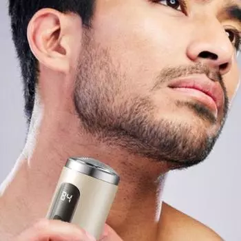 Мини-электробритва с ЖК-дисплеем, USB-перезаряжаемая, водонепроницаемая, для влажного и сухого бритья, портативная для мужчин бежевый