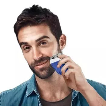 Мини-электробритва с ЖК-дисплеем, USB-зарядка, водонепроницаемая, для влажного и сухого бритья, портативная, для путешествий, с двумя головками чёрный