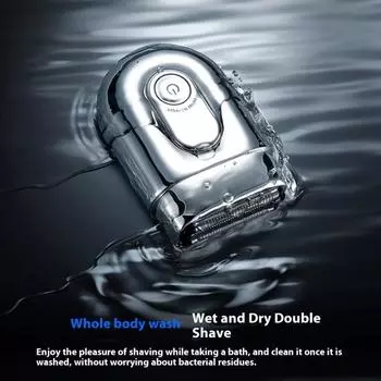 Мини-электробритва со светодиодным дисплеем, USB-перезаряжаемая, водонепроницаемая, с 3 головками, портативная дорожная бритва для мужчин, триммер для бороды, инструмент для удаления волос серебряный
