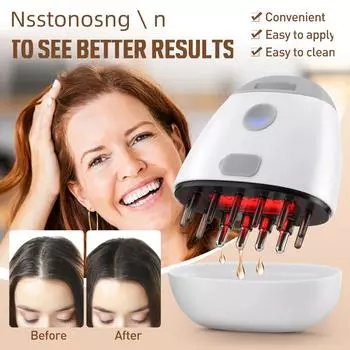 Мини-аппликатор для кожи головы с эфирными маслами, массажная расческа с красным светом, активирующая волосяные фолликулы, средства против выпадения волос и ухода за кожей головы белый