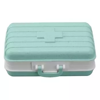 Мини-аптечка с 6 отделениями, дизайн багажа, герметичный пластиковый контейнер для лекарств для кармана зелёный
