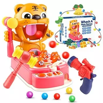 Мини-аркадная игра, ударная игрушка, удар по кротам тигра, интерактивная игрушка, развивающее образование, идея подарка на Новый год на день рождения для детей 3, 4, 5, 6, 7, 8 лет 20*19*15cm синий