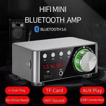 Мини-аудио HiFi Bluetooth 5.0 усилитель мощности класса D 2.0 канала Tpa3116 цифровой усилитель 50 Вт*2 домашний автомобиль морской аудио USB/AUX IN