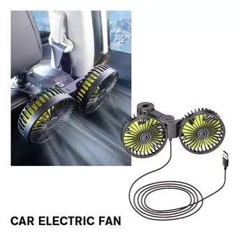 Mini Automotive Fan 360 Degree Rotatable Dual Head Seat Universal Fan Accessories Noise Powerful Car Low Cooling O0L4