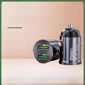 Мини-автомобильное зарядное устройство с двумя портами USB для сверхбыстрой зарядки