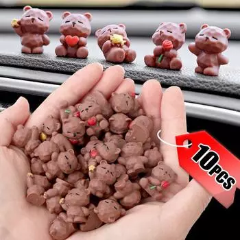 Мини-автомобильные украшения, имитация цельного дерева, резьба по дереву, мультяшные украшения в виде медведя, центральная консоль приборной панели автомобиля, декоративные аксессуары своими руками