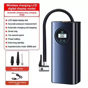 Мини автомобильный беспроводной перезаряжаемый воздушный насос для накачивания шин портативный компрессор цифровой насос для накачивания шин для авто мотоцикла велосипеда мячи
