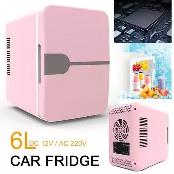 Мини-автомобильный холодильник объемом 6 л для красоты, косметики, масок, макияжа, средств по уходу за кожей, холодильник постоянного тока 12 В / переменного тока 220 В с подогревом и охлаждением, холодильник для общежития серый