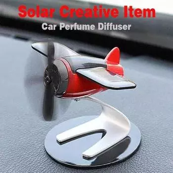 Мини-автомобильный освежитель воздуха, солнечная панель, модель самолета с твердым ароматным автомобильным парфюмом, арома-диффузор, орнамент, аксессуары для автодекора чёрный