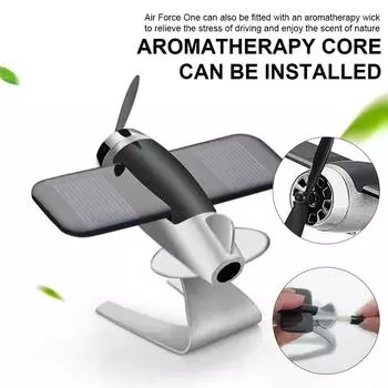 Мини-автомобильный освежитель воздуха, солнечная панель, модель самолета с твердым ароматным автомобильным парфюмом, аромадиффузором, украшением, автомобильные аксессуары для декора чёрный