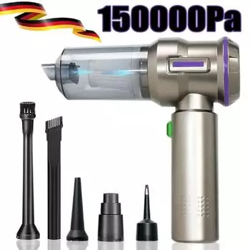 Мини-автомобильный пылесос, мощный ручной пылесос, беспроводной перезаряжаемый 3-скоростной пылесос со сжатым воздухом, портативные ручные пылесосы серый