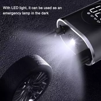 Мини-автомобильный воздушный насос 150PSI Беспроводной воздушный компрессор Портативный электрический насос для накачивания шин со светодиодной подсветкой чёрный